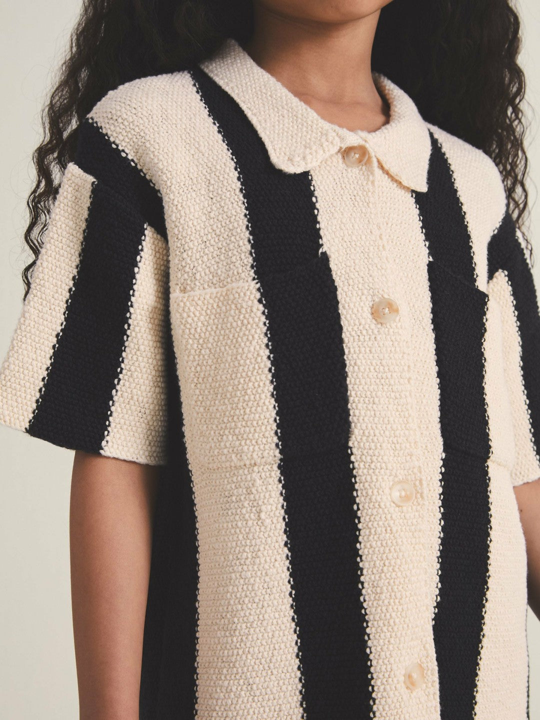 Reiss | 9-13 yrs  | Les 100 Ciels Stripe Knit Shirt in Black