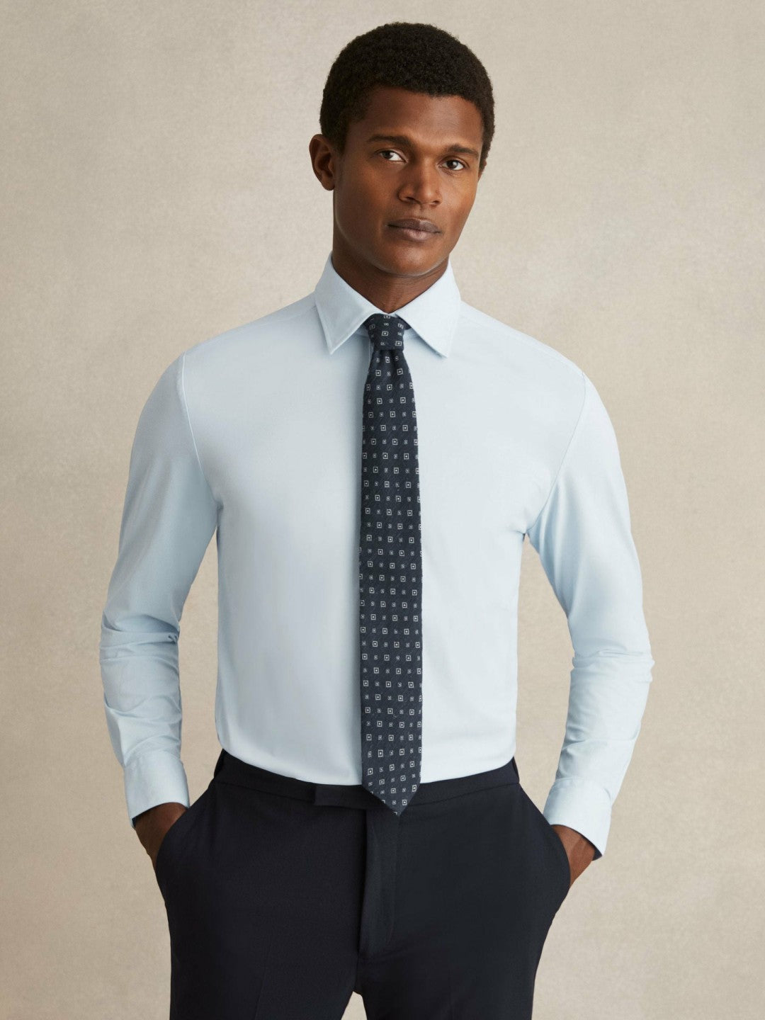 Reiss | Long-Sleeve Travel Shirt in Soft Blue