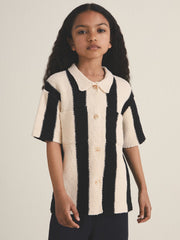 Reiss | 4-9 yrs  | Les 100 Ciels Stripe Knit Shirt in Black