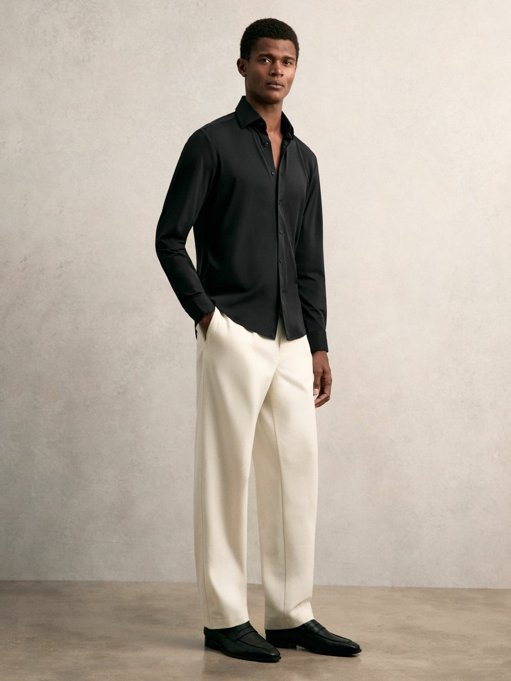 Reiss | Long-Sleeve Travel Shirt in Black