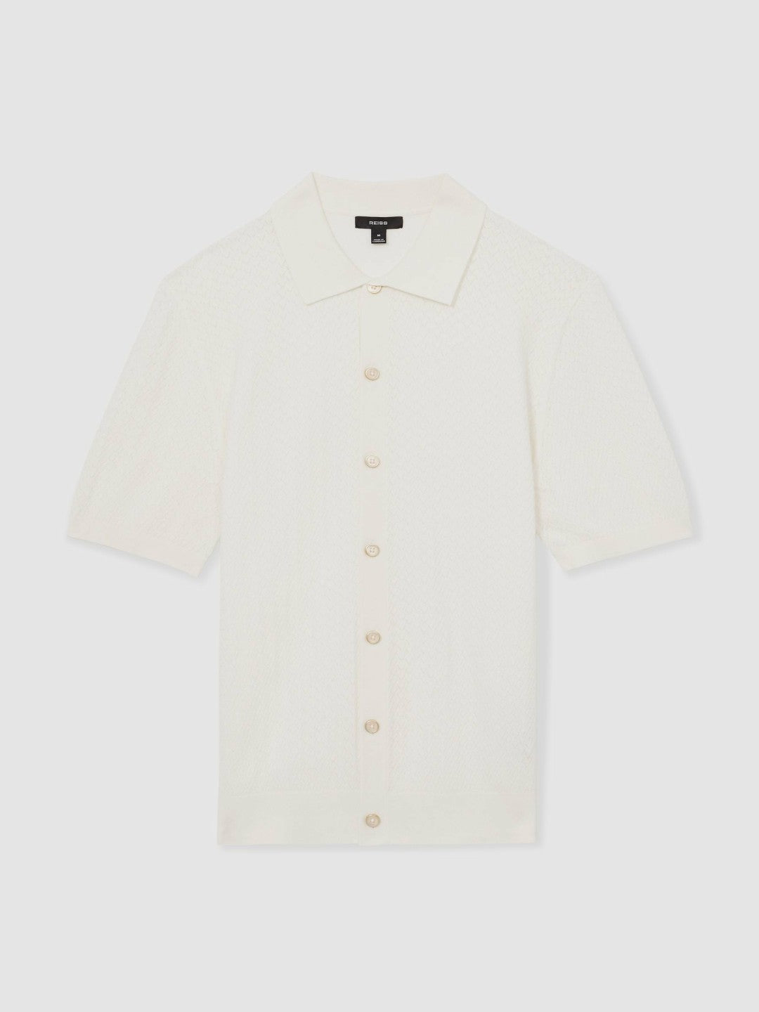 Reiss | Textured Knit Button-Through Shirt in White