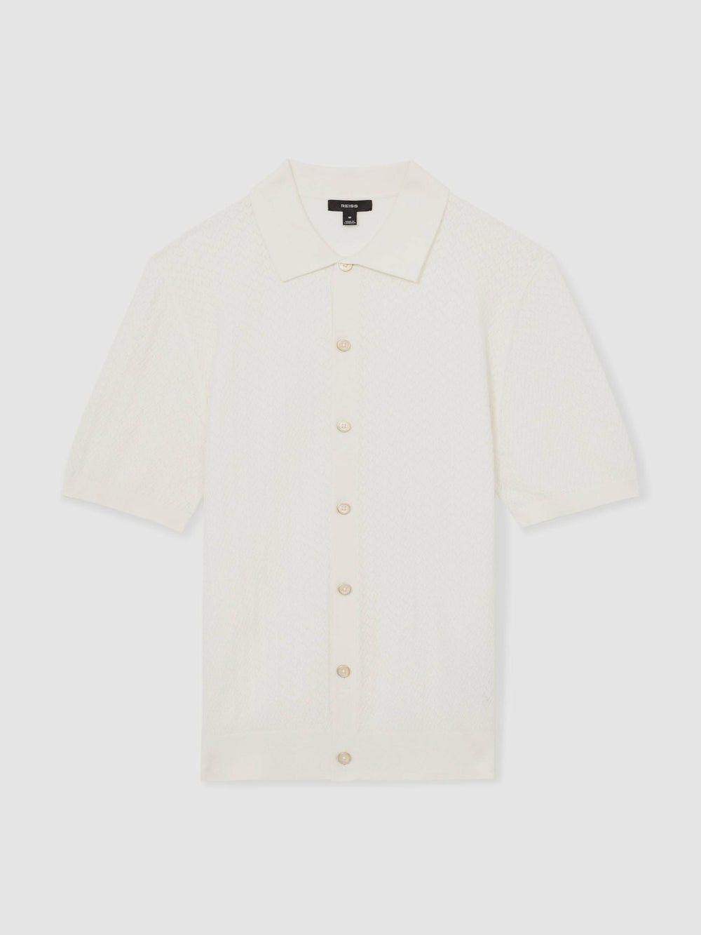 Reiss | Textured Knit Button-Through Shirt in White