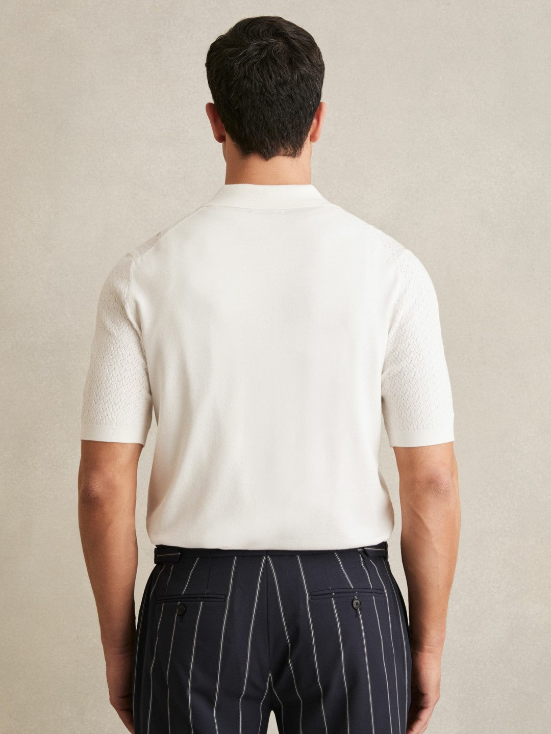 Reiss | Textured Knit Button-Through Shirt in White