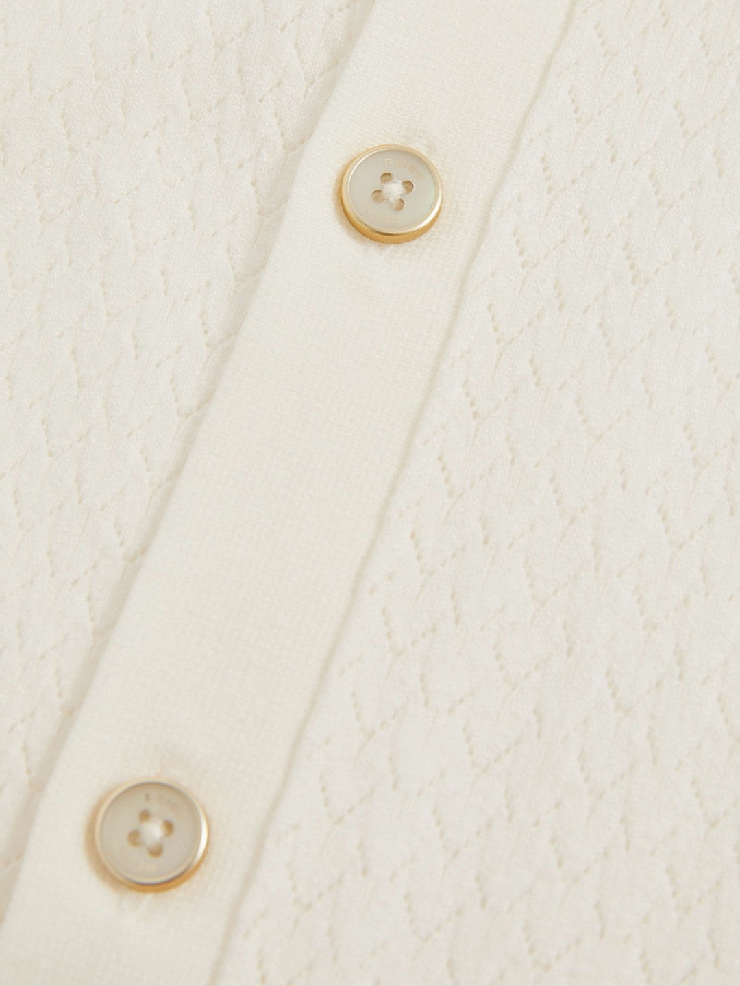 Reiss | Textured Knit Button-Through Shirt in White