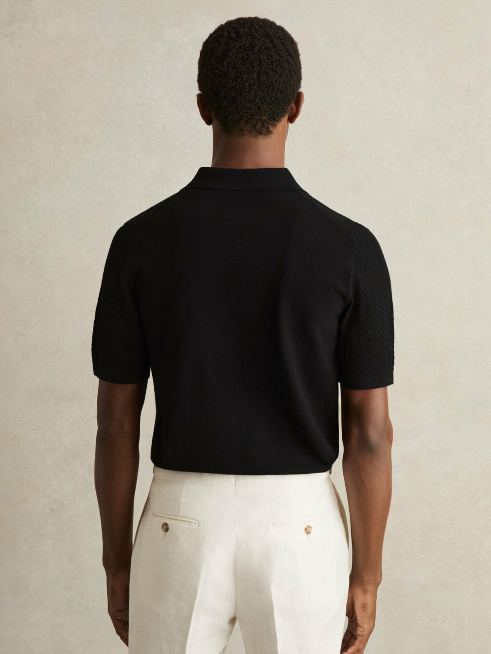 Reiss | Textured Knit Button-Through Shirt in Black