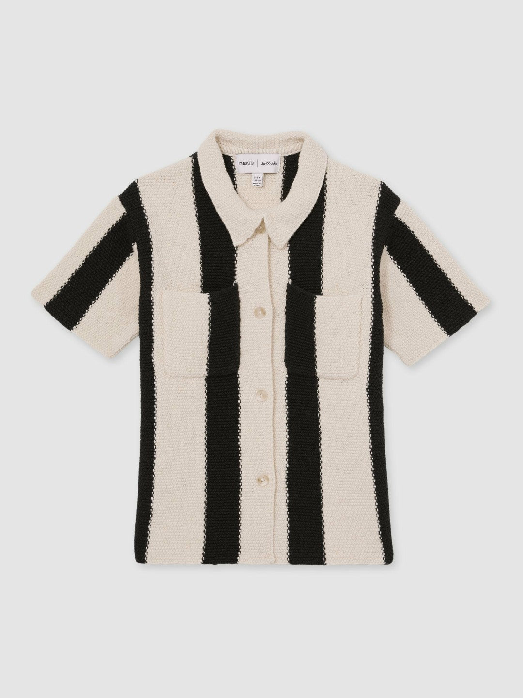 Reiss | 13-14 yrs  | Les 100 Ciels Stripe Knit Shirt in Black