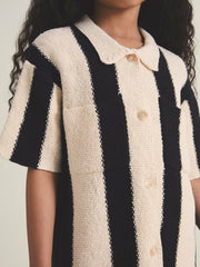Reiss | 13-14 yrs  | Les 100 Ciels Stripe Knit Shirt in Black
