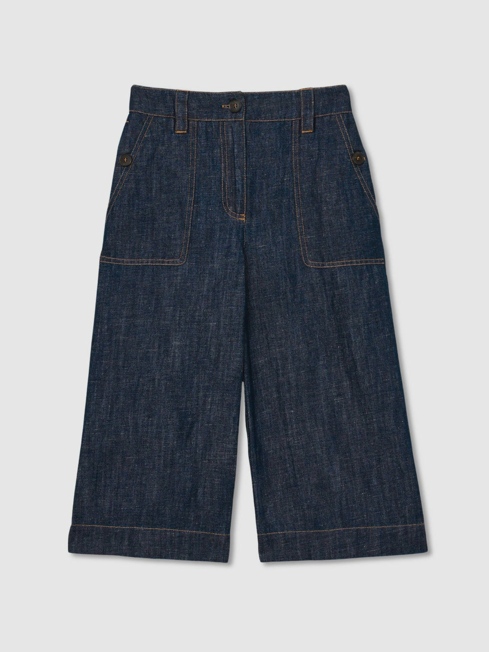 Reiss | 13-14 yrs Cotton-Linen Wide Leg Trousers in Indigo