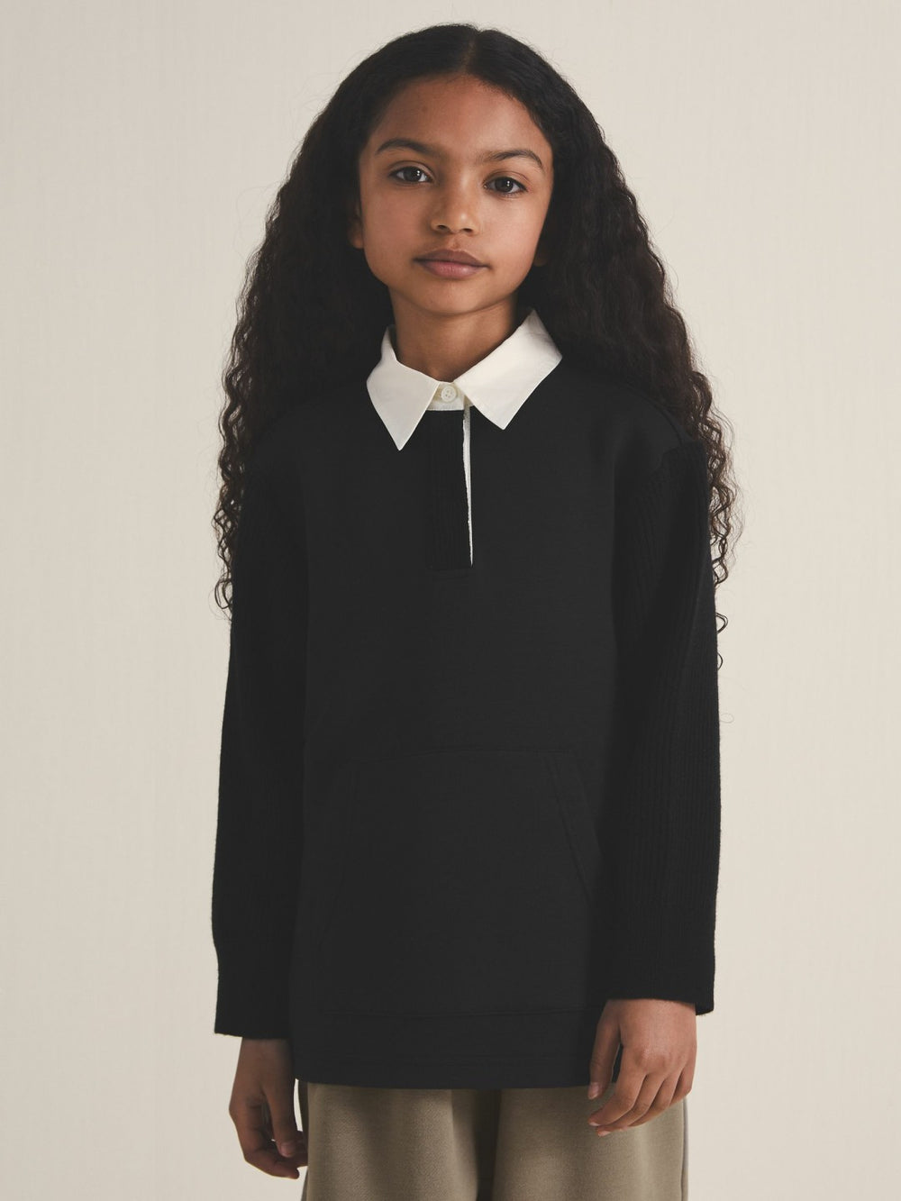 Reiss | 9-13 yrs  | Les 100 Ciels Polo Sweatshirt in Black