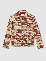 Reiss | Les Deux Woven Ruins Overshirt in Red/Cream