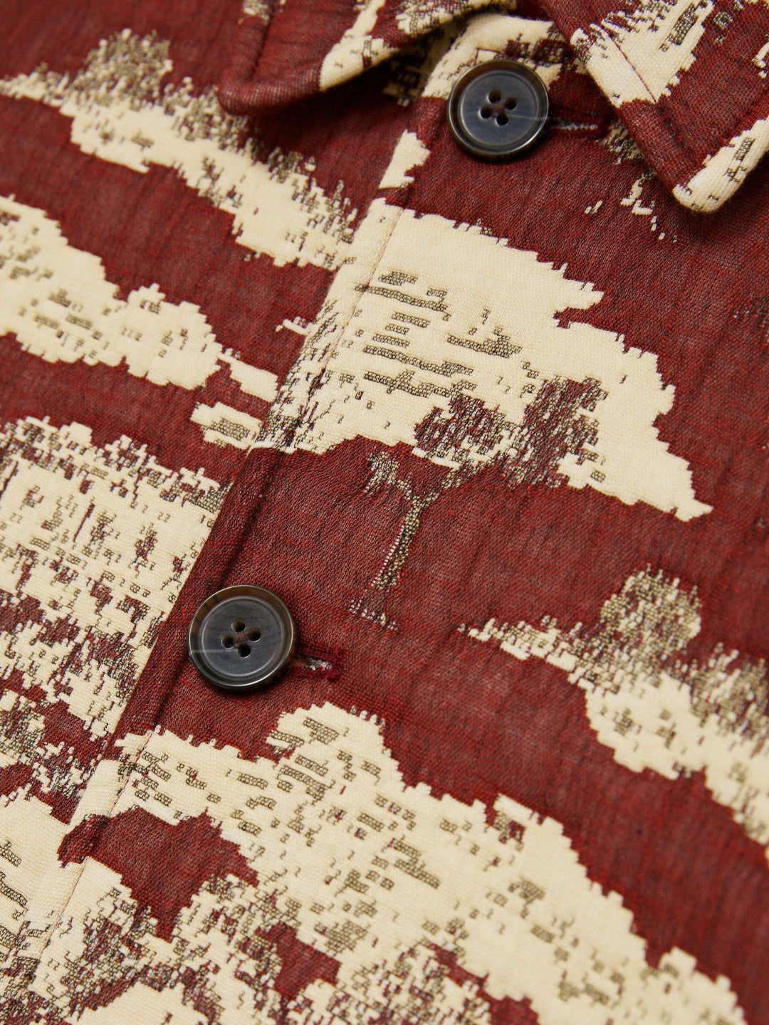 Reiss | Les Deux Woven Ruins Overshirt in Red/Cream