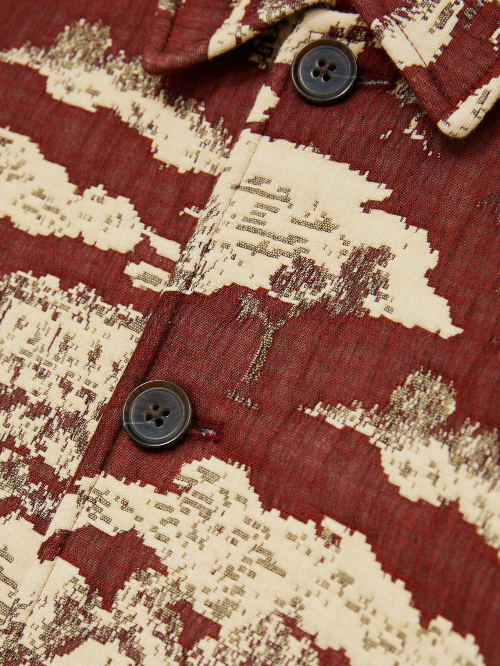 Reiss | Les Deux Woven Ruins Overshirt in Red/Cream