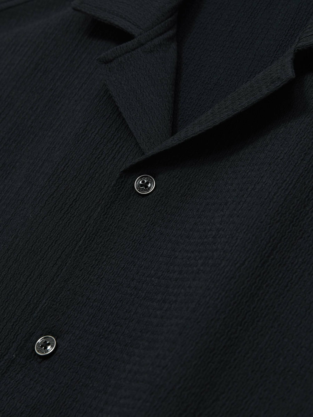 Reiss | Textured Crepe Cuban Collar Shirt in Navy
