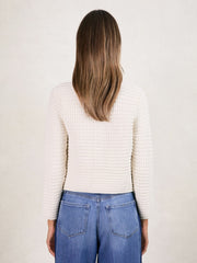 Reiss | Paige Textured-Knit Cardigan in Ivory