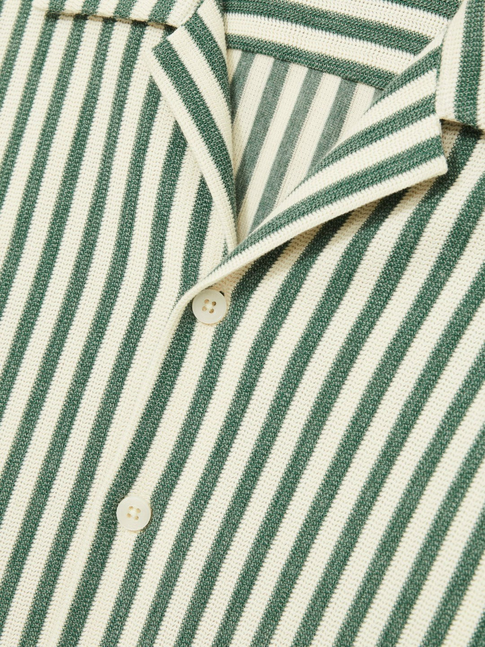Reiss | Textured Stripe Cuban-Collar Shirt in Green/White