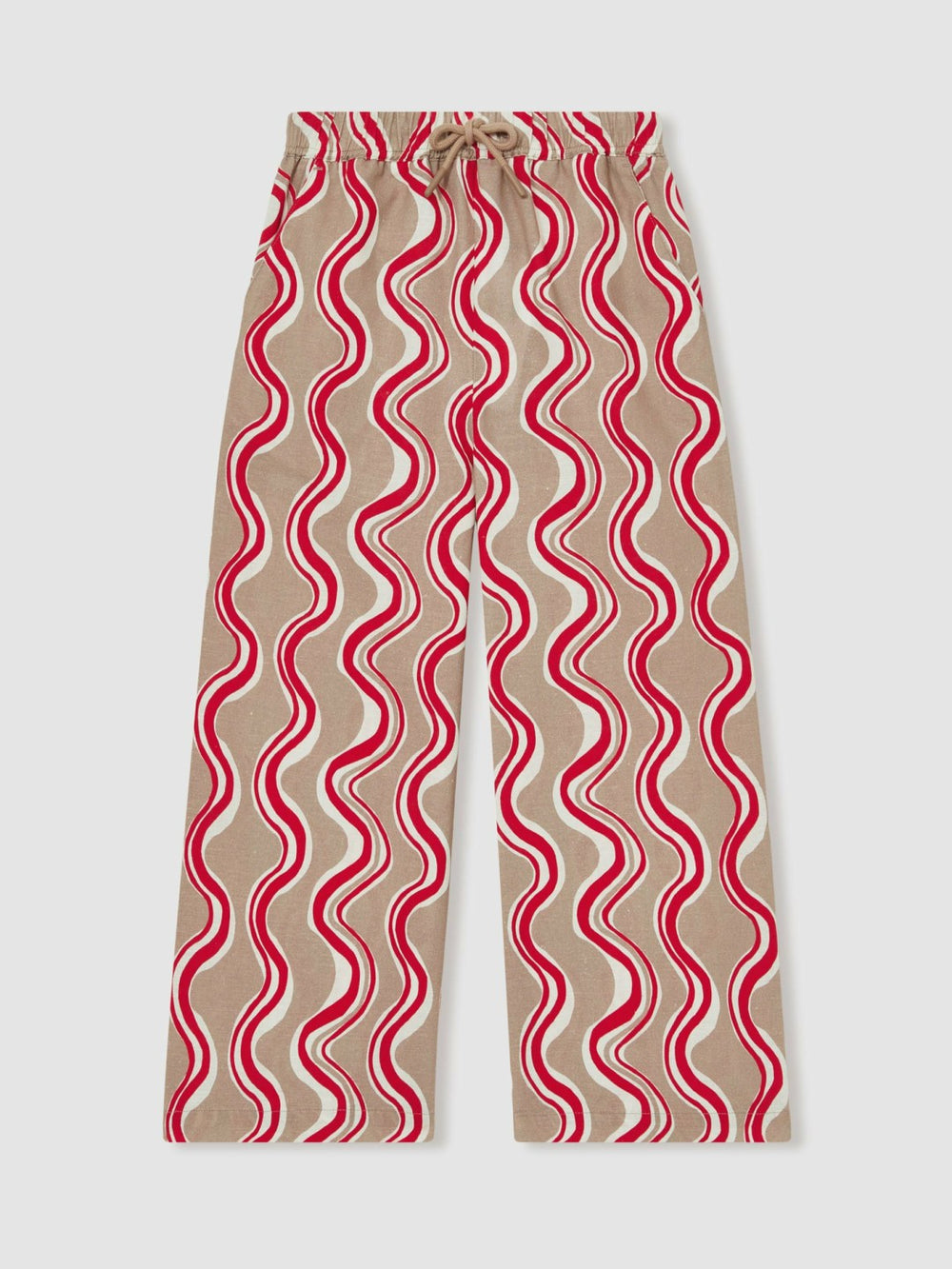 Reiss | Cotton Linen Printed Trousers in Red