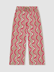 Reiss | Cotton Linen Printed Trousers in Red