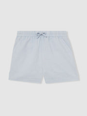 Reiss | 9-13 yrs Cotton-Linen Drawstring Shorts in Soft Blue