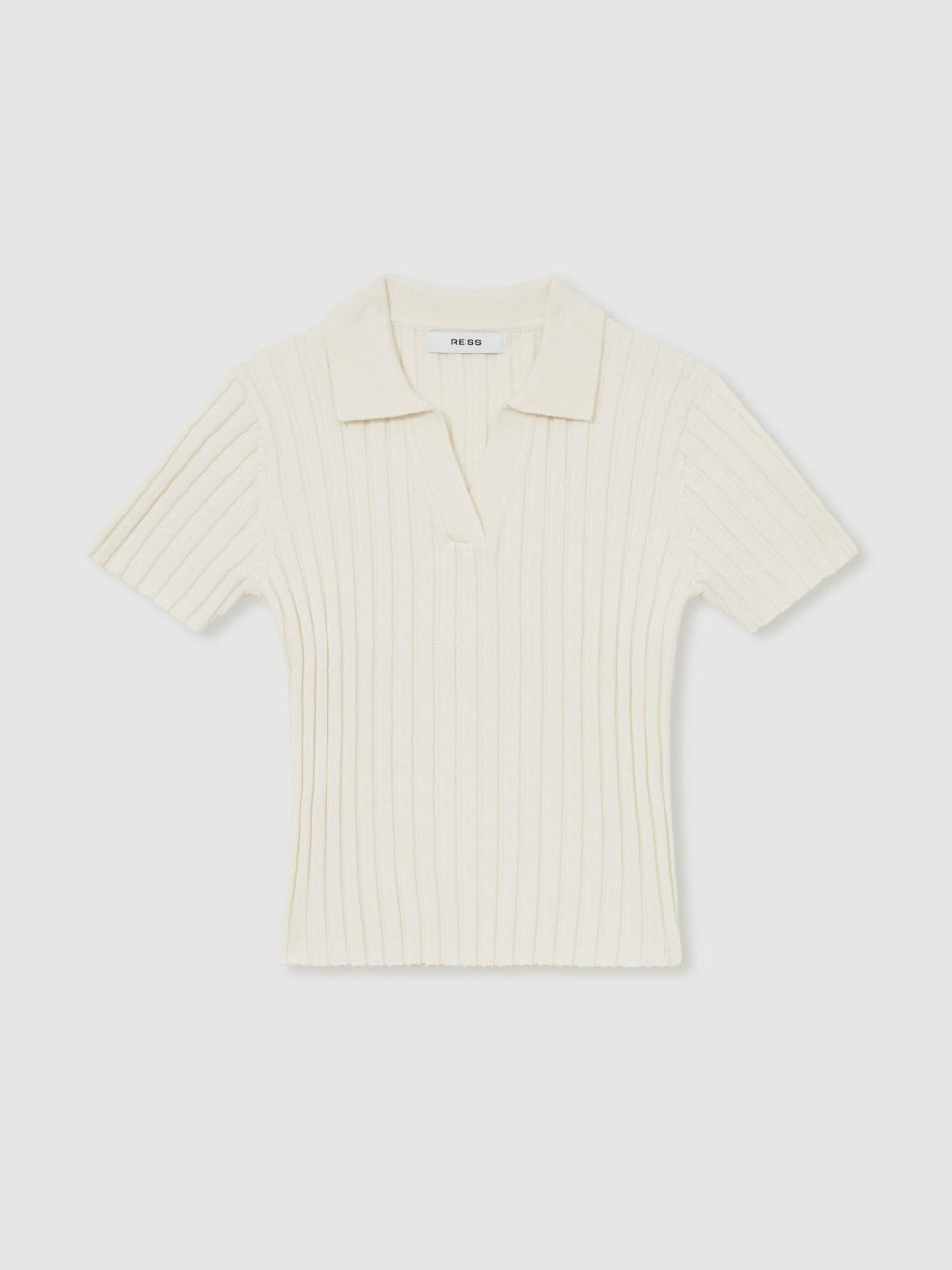 Reiss | 4-9 yrs Rib-Knit Polo Top in Ivory
