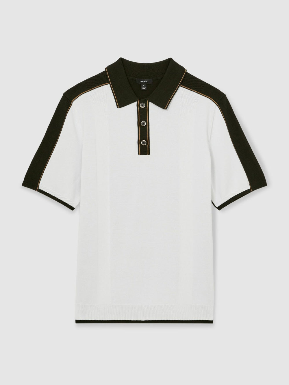 Reiss | Colour-Block Knit Polo Shirt in Optic White/Green