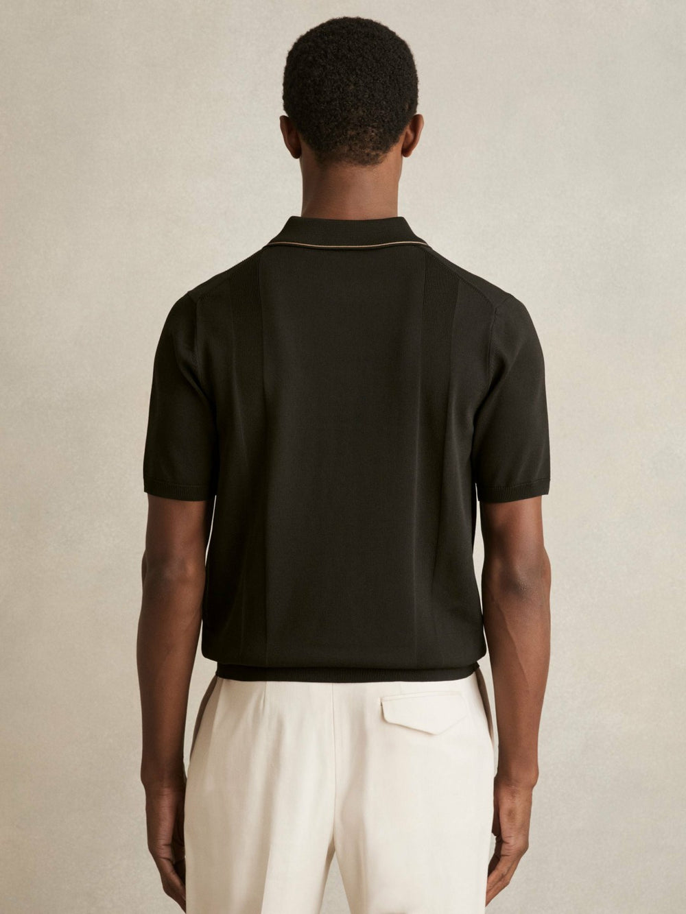 Reiss | Colour-Block Knit Polo Shirt in Optic White/Green