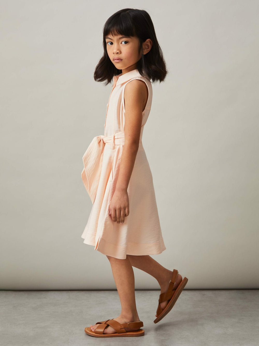 Reiss | 13-14 yrs Tie-Waist Collared Dress in Pink