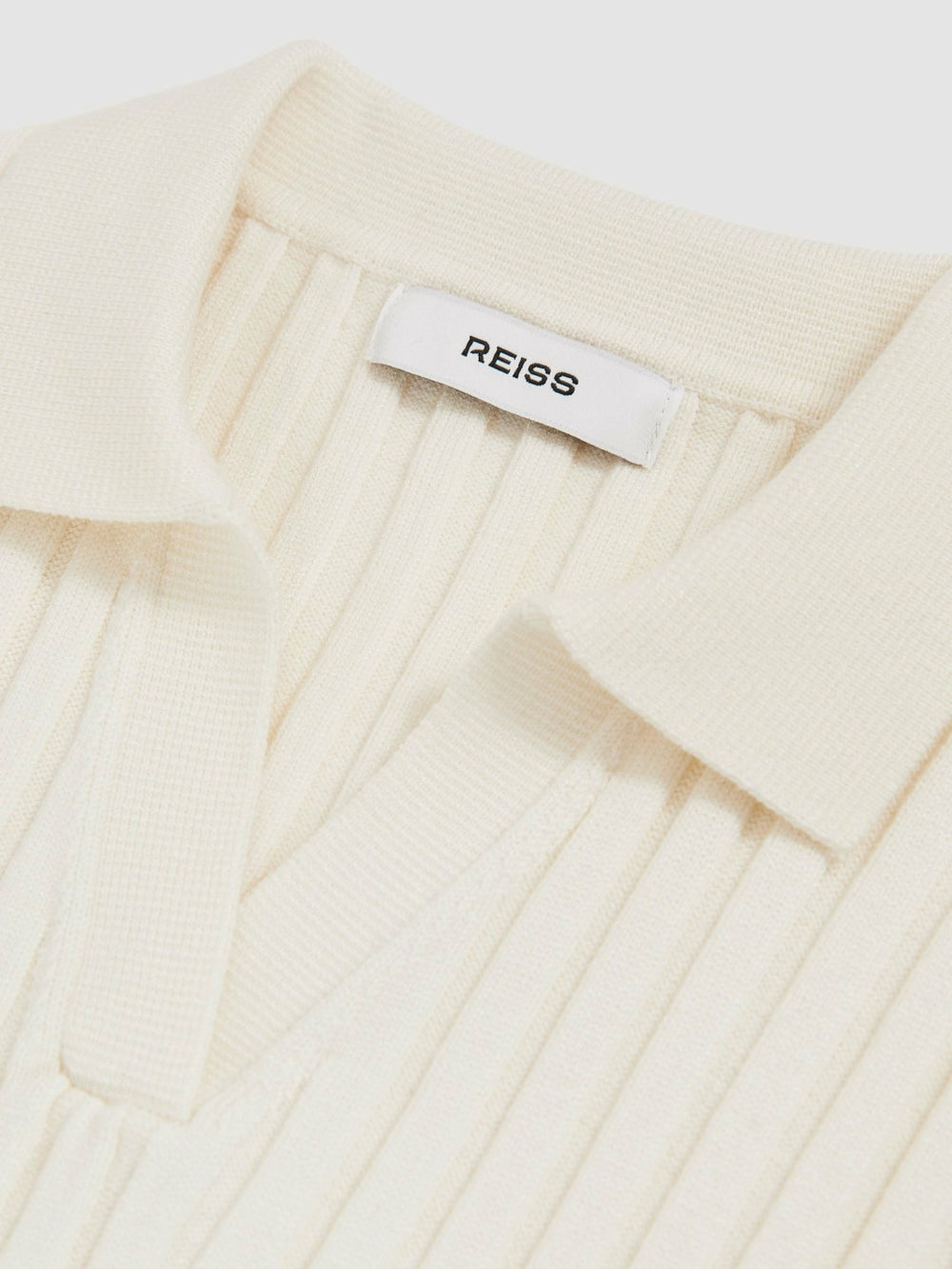 Reiss | 9-13 yrs Rib-Knit Polo Top in Ivory