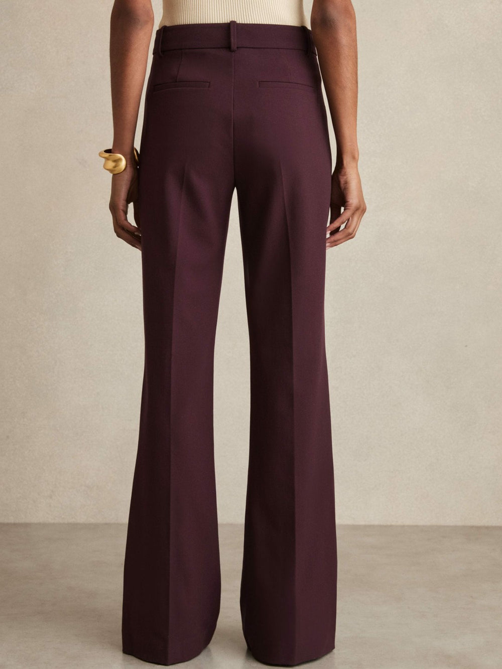Reiss | High Rise Flared Trousers in Burgundy