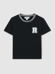 Reiss | 13-14 yrs Cotton Letter Patch T-Shirt in Navy