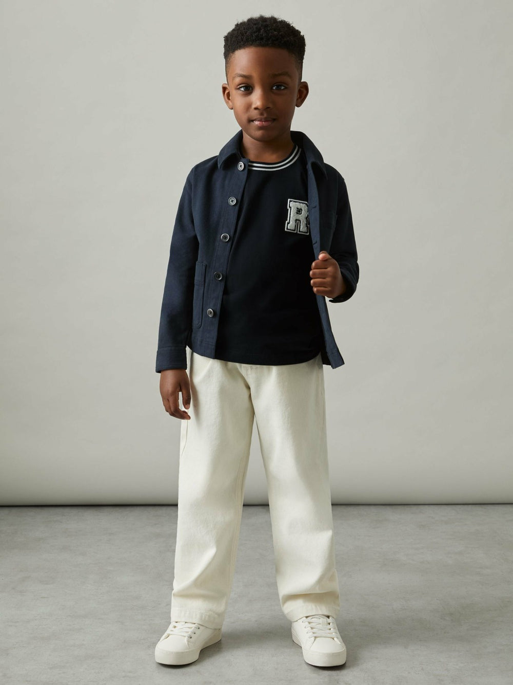 Reiss | 13-14 yrs Cotton Letter Patch T-Shirt in Navy