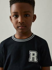 Reiss | 13-14 yrs Cotton Letter Patch T-Shirt in Navy