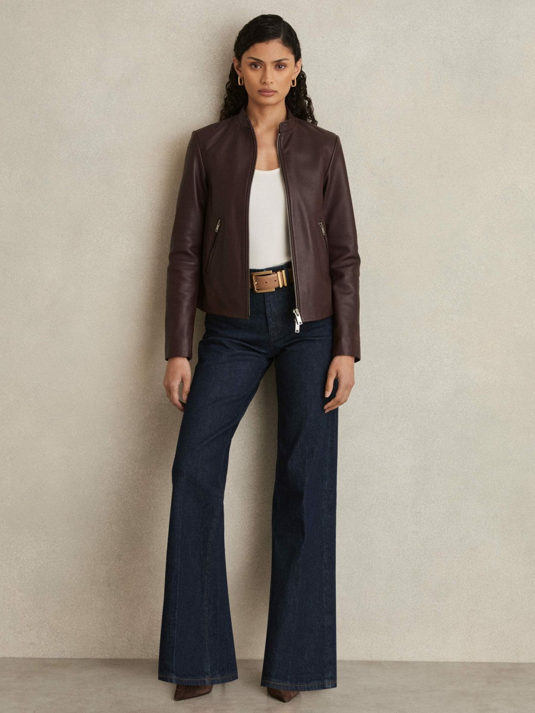 Reiss | Paige Petite Wide-Leg Jeans in Dark Edinburgh Blue
