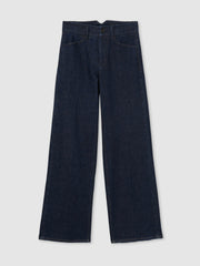 Reiss | Paige Petite Wide-Leg Jeans in Dark Edinburgh Blue