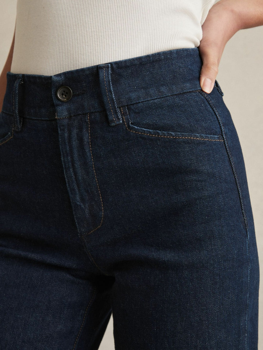 Reiss | Paige Petite Wide-Leg Jeans in Dark Edinburgh Blue