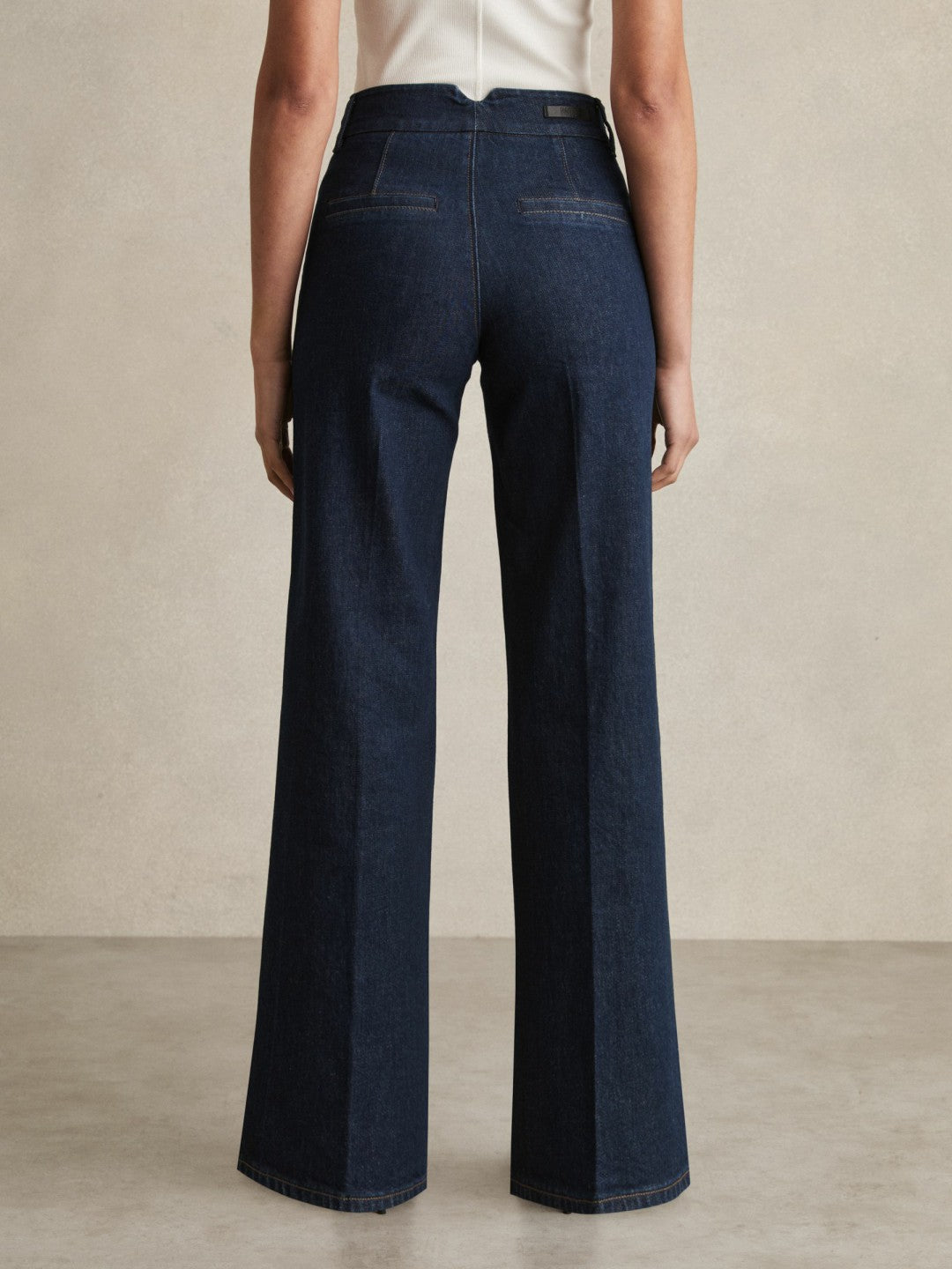 Reiss | Paige Petite Wide-Leg Jeans in Dark Edinburgh Blue