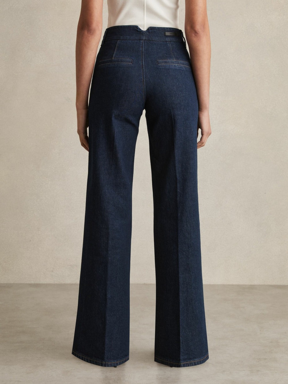 Reiss | Paige Petite Wide-Leg Jeans in Dark Edinburgh Blue