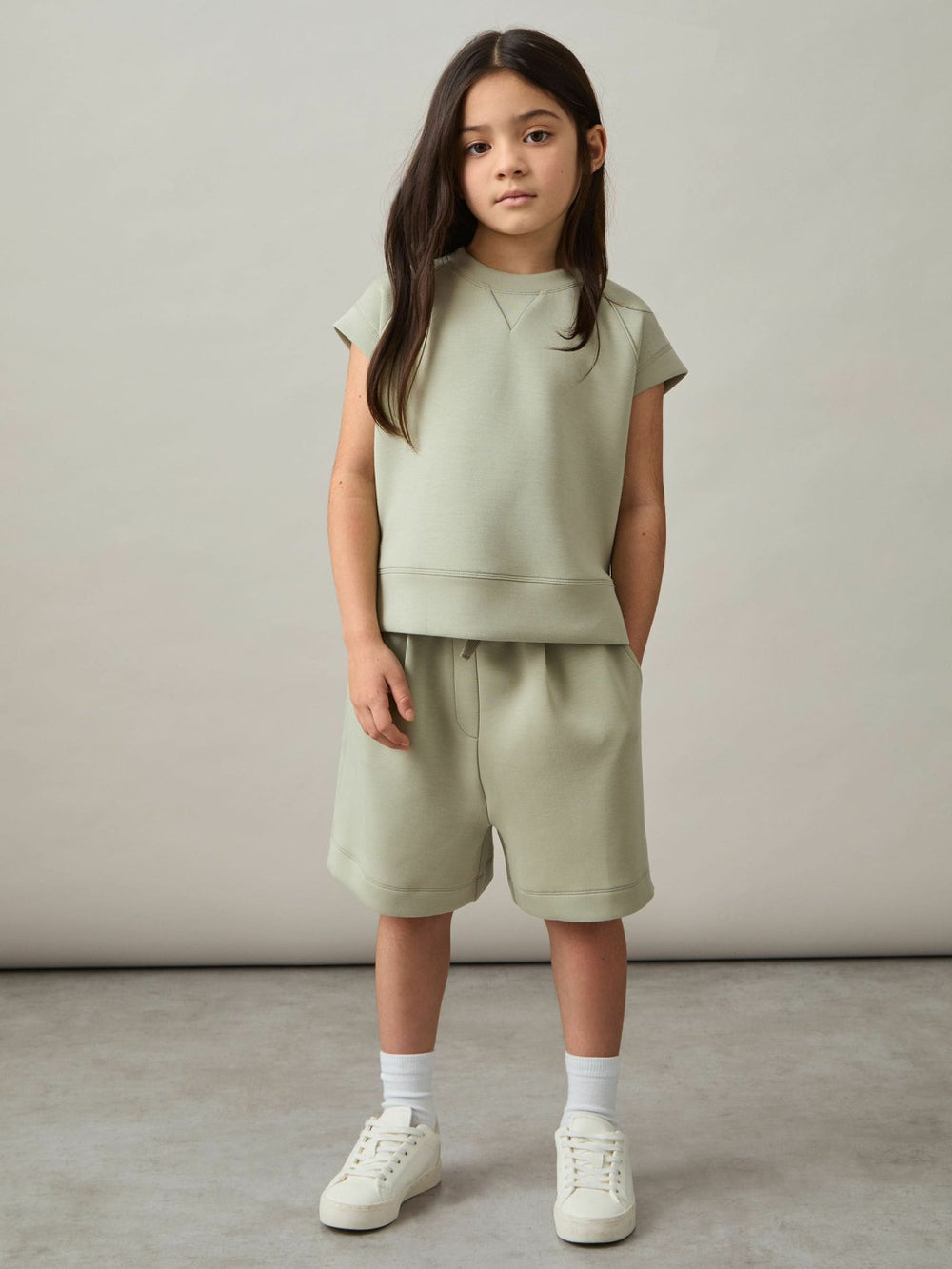 Reiss | 4-9 yrs Modal-Blend Sweatshirt And Shorts Set in Sage