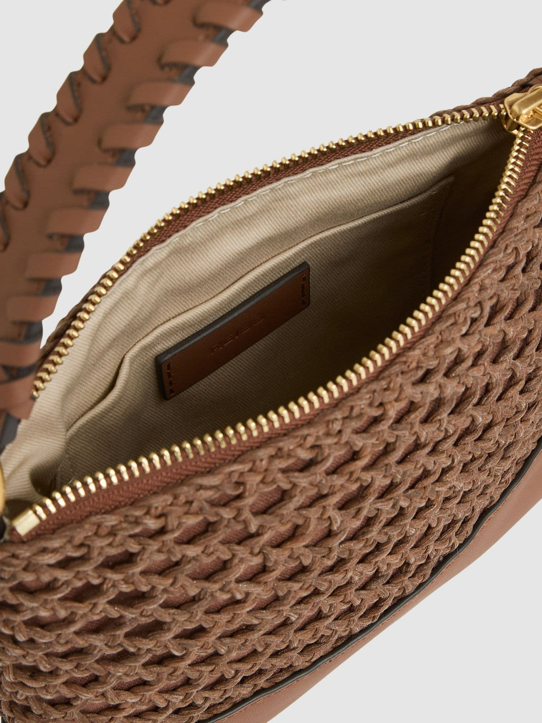 Reiss | Weave Cross-Body Bag in Tan