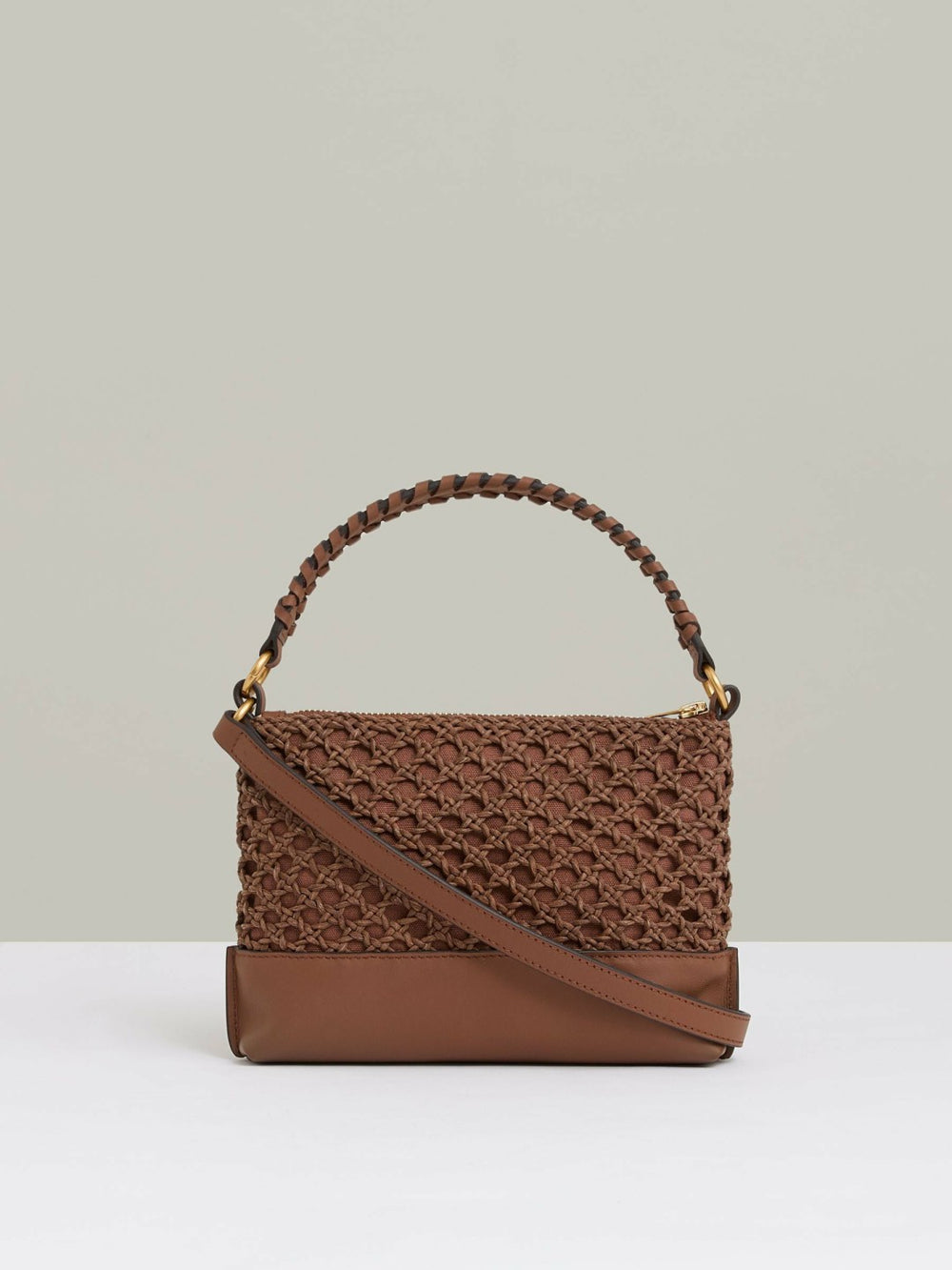 Reiss | Weave Cross-Body Bag in Tan