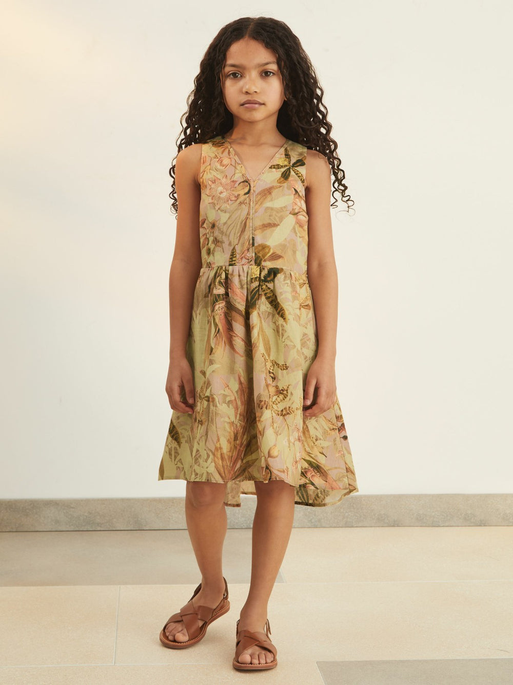 Reiss | 4-9 yrs  | NYBG Floral-Print Midi Dress in Khaki