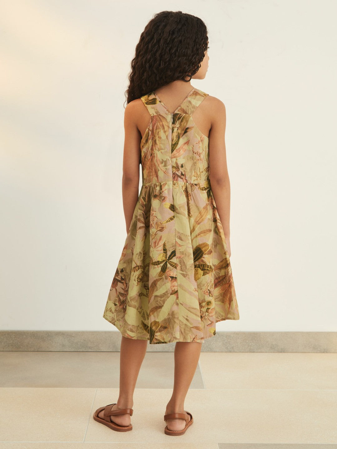 Reiss | 9-13 yrs  | NYBG Floral-Print Midi Dress in Khaki