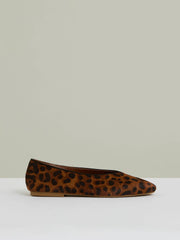 Reiss | Leather Rounded-Point Toe Ballet Flats in Animal