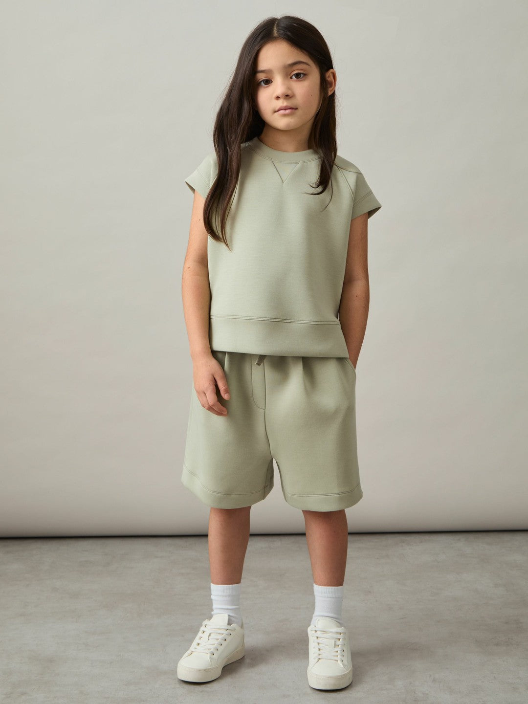 Reiss | 9-13 yrs Modal-Blend Sweatshirt And Shorts Set in Sage