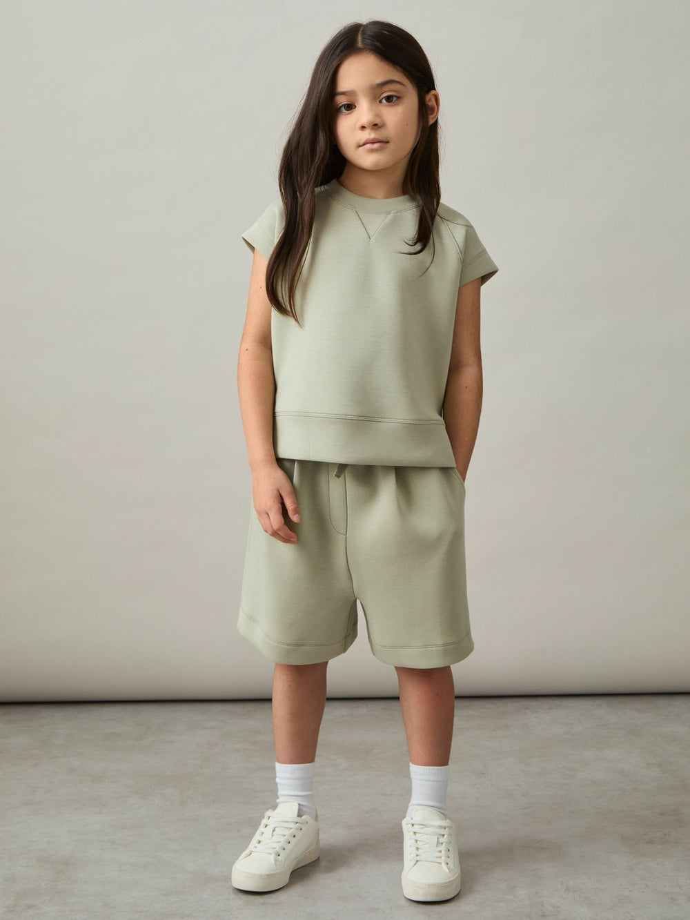 Reiss | 9-13 yrs Modal-Blend Sweatshirt And Shorts Set in Sage