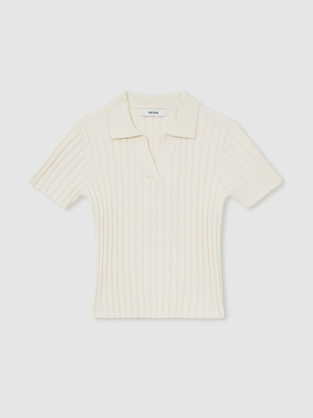 Reiss | 13-14 yrs Rib-Knit Polo Top in Ivory