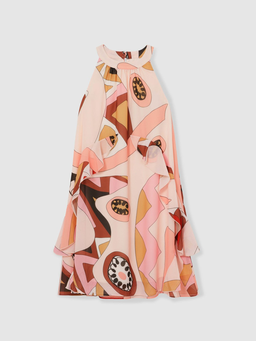 Reiss | 13-14 yrs Printed Ruffle-Trim Dress in Pink