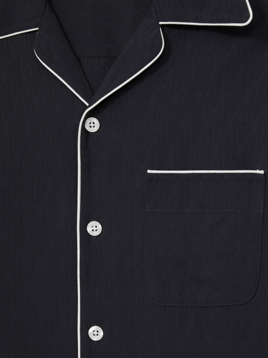Reiss | Cuban Collar Shirt with Piping Detail Shirt in Navy