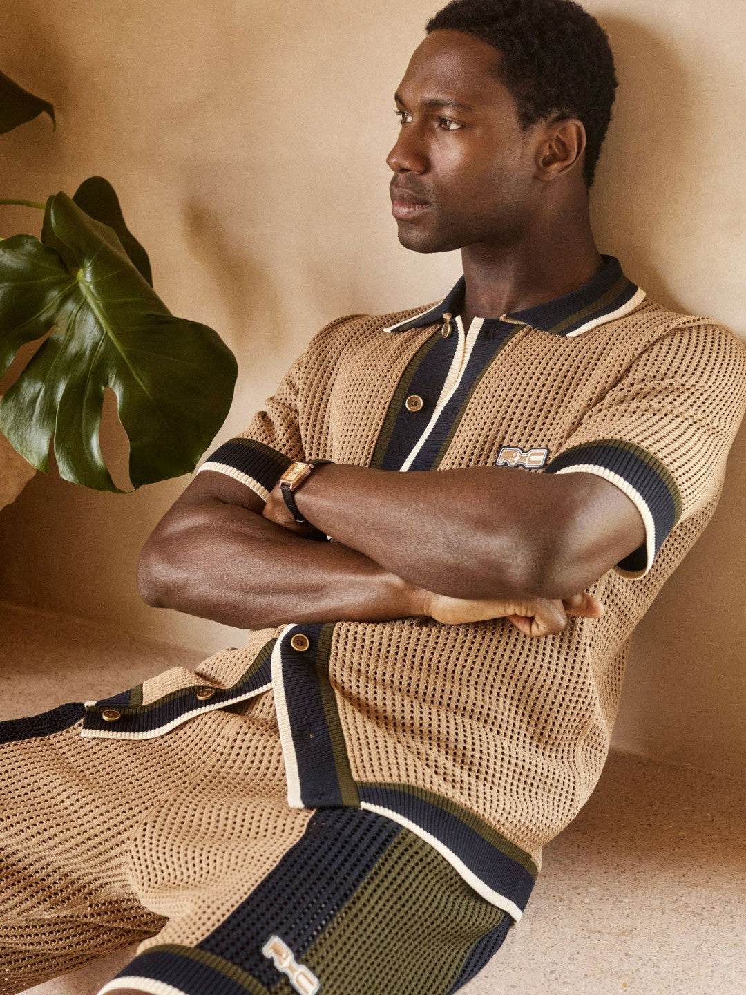 Reiss | | Ché Crochet Tipped Shirt in Camel