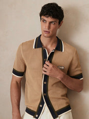 Reiss | | Ché Crochet Tipped Shirt in Camel