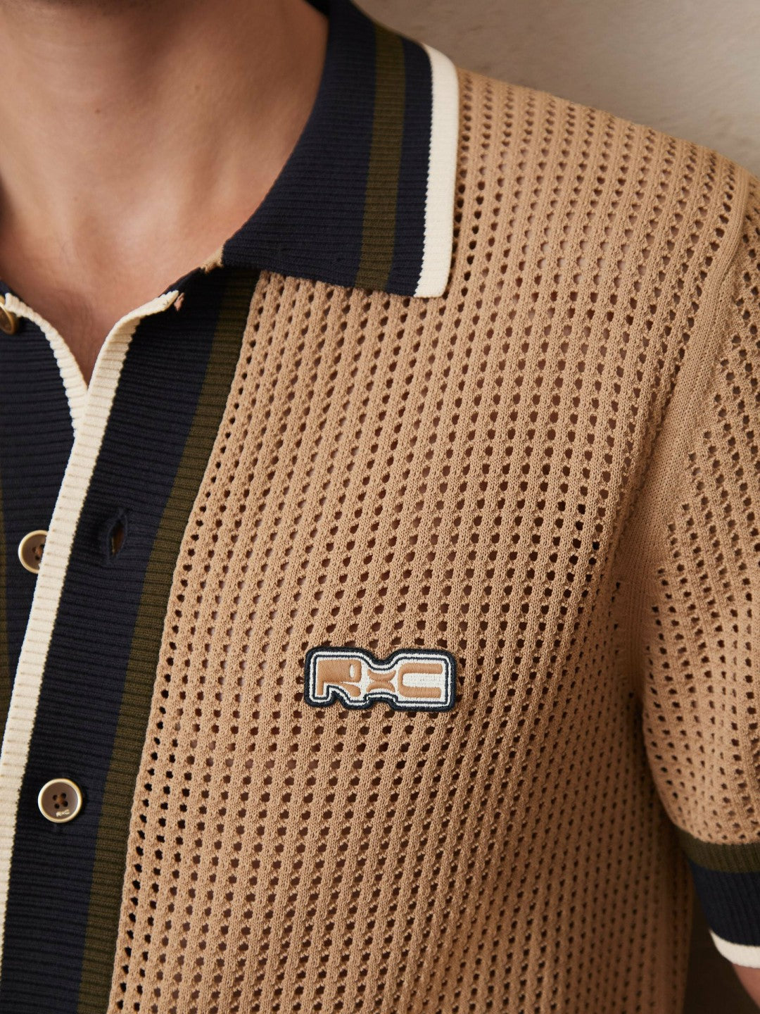 Reiss | | Ché Crochet Tipped Shirt in Camel